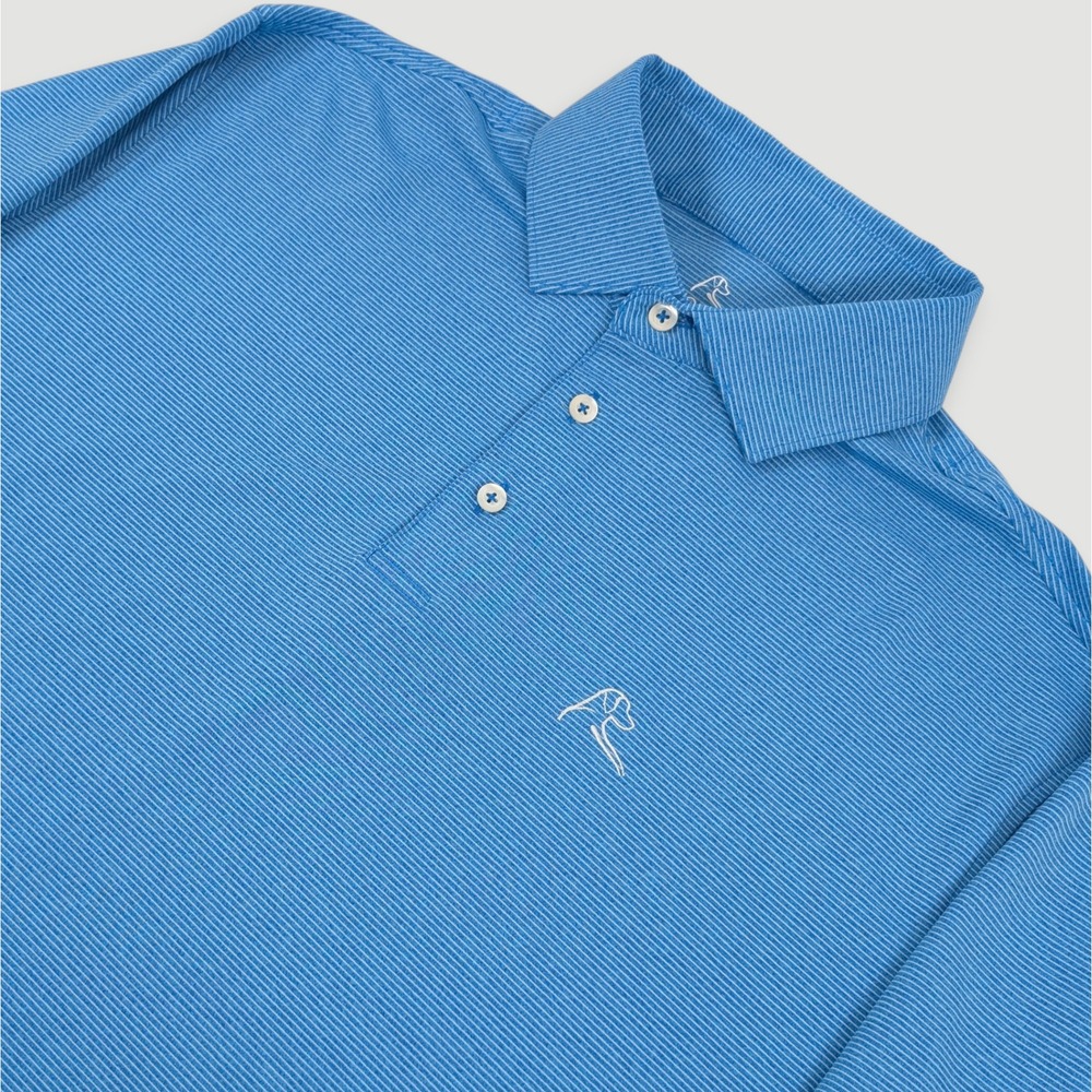 Rhoback Long Sleeve Polo Shirt Mens Medium Blue Striped Performance Golf